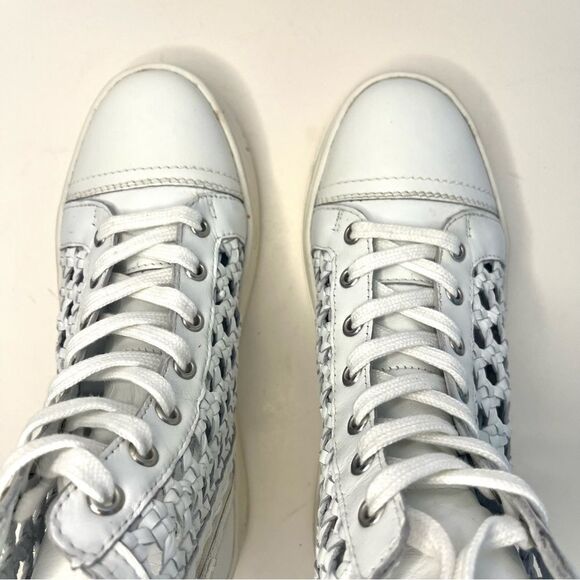 Free People Hayes High Top Woven Leather Sneakers in White Size 6 New in box - Picture 7 of 13